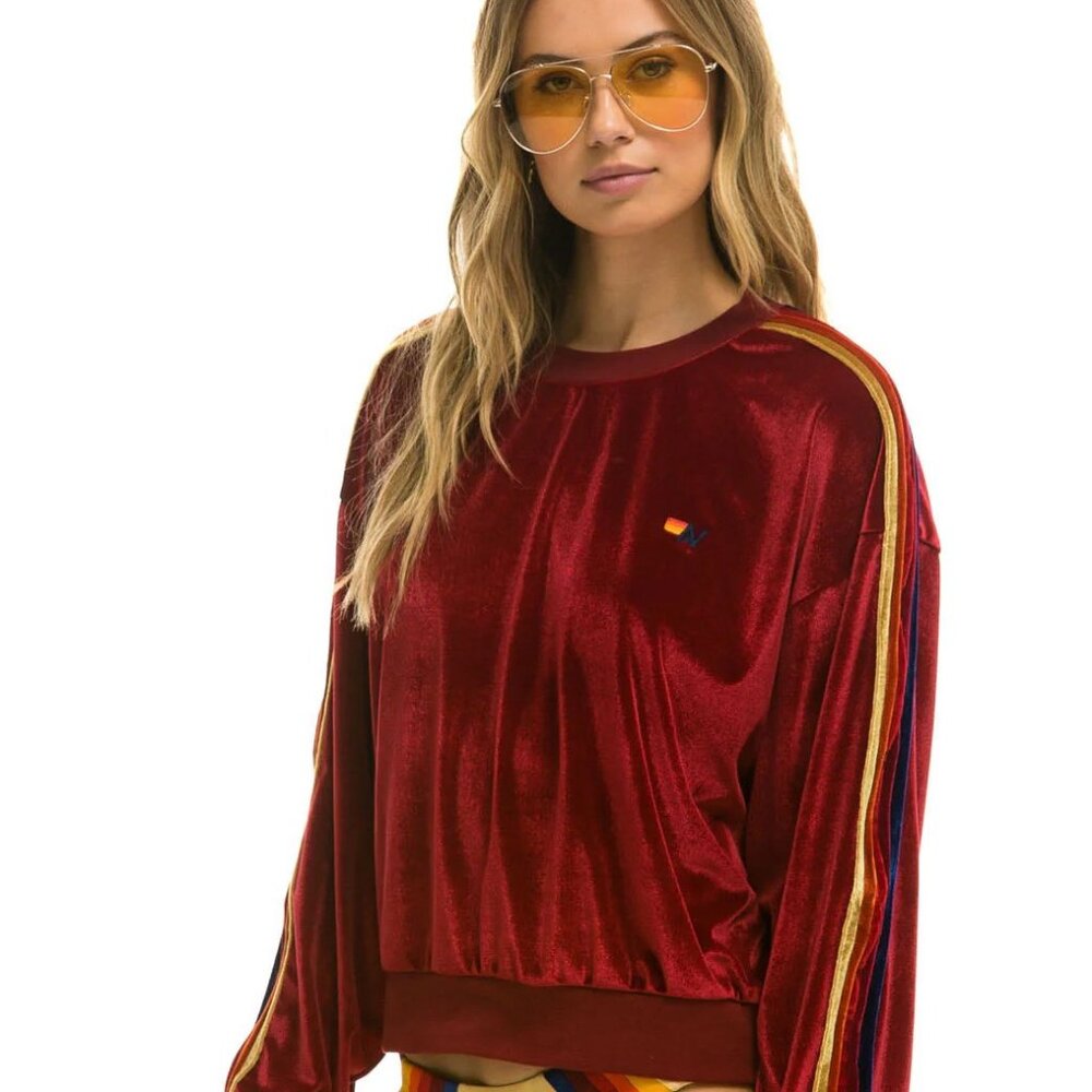 Aviator Nation Red Velvet Sweatshirt AND Sweatpants s